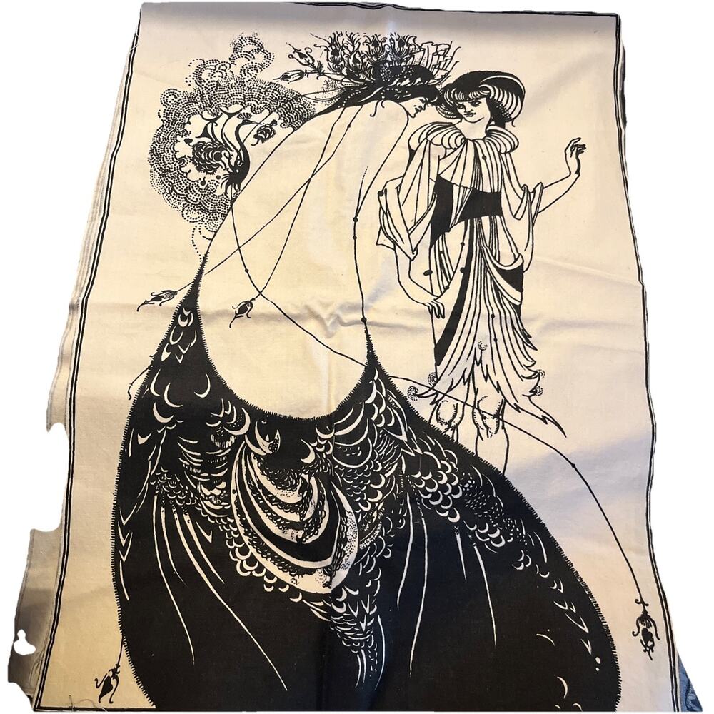 Aubrey Beardsley Bloomcraft Fabric 2 Panels Art Nouveau Aesthetic Fashion